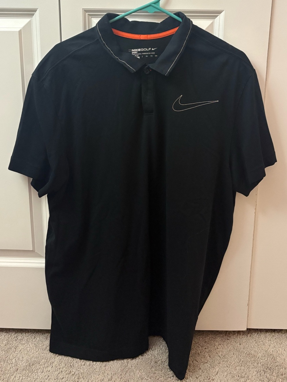 Nike Men’s Black Polo with Orange Inner Collar Trim